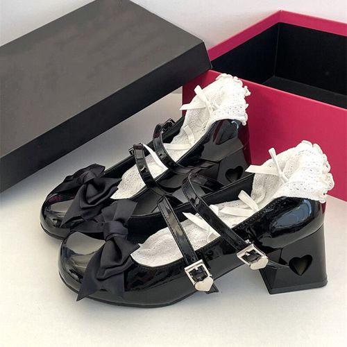 Chaussures Mary Essence Lolita Shoes Pour Femmesrosecuir Verni Y2kescarpins Talons Basn?ud Papillonsangles De Rinçagechaussures De Fêteautomne