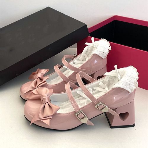 Chaussures Mary Essence Lolita Shoes Pour Femmesrosecuir Verni Y2kescarpins Talons Basn?ud Papillonsangles De Rinçagechaussures De Fêteautomne