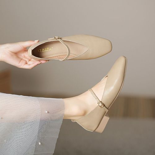Chaussures Escarpins Rétro En Cuir Microcarence Souple Pour Femmechaussures Simplesà La Modepeu Profondesà Essencetalon Bas Et Carré03/pumps