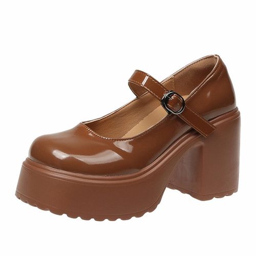 Chaussures Chaussures Mary Janes Talons Super Hauts Pour Femmesplateformepaisseescarpins Sangle De Rinçagechaussures En Cuir Verniautomne