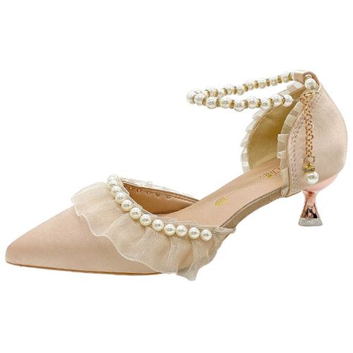 Chaussures Escarpins Talons Fins En Dentelle Pour Femmeschaussures De Mariageconfortablestemporellespatients Perlés