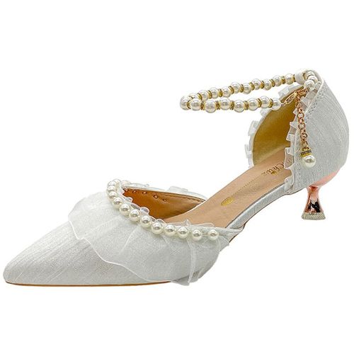 Chaussures Escarpins Talons Fins En Dentelle Pour Femmeschaussures De Mariageconfortablestemporellespatients Perlés