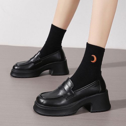 Chaussures Lucyevermocassins Plateforme En Cuir Pu Pour Femmesstyle Britanniquechaussures Oxfords Talons Optiqueschaussures Enfilerchaussures Gothiques Du Collège