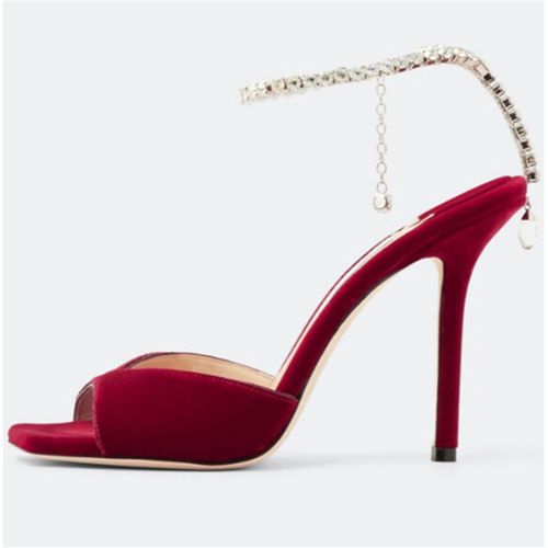 Chaussures Escarpins Talons Fins Carrés Pour Femmesdécoration En Cristaldocument Solidemodesuper Hautsouvertextérieursangle De Rinçage