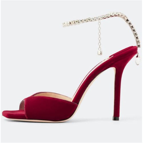 Chaussures Escarpins Talons Fins Carrés Pour Femmesdécoration En Cristaldocument Solidemodesuper Hautsouvertextérieursangle De Rinçage