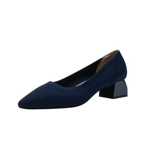 Escarpins Tricotés Extensibles Pour Femmes,Chaussures À Talons Hauts Épais,Bout Pointu,Ald On Tasons,Grande Taille 43,Printemps Et Automne