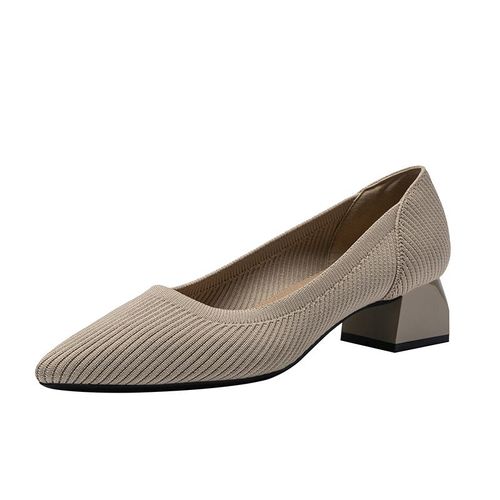 Escarpins Tricotés Extensibles Pour Femmes,Chaussures À Talons Hauts Épais,Bout Pointu,Ald On Tasons,Grande Taille 43,Printemps Et Automne