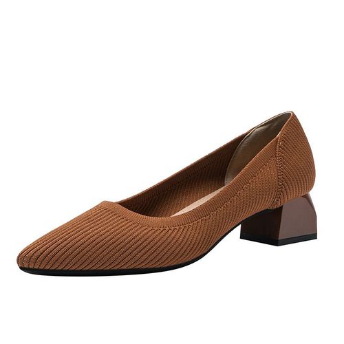 Escarpins Tricotés Extensibles Pour Femmes,Chaussures À Talons Hauts Épais,Bout Pointu,Ald On Tasons,Grande Taille 43,Printemps Et Automne