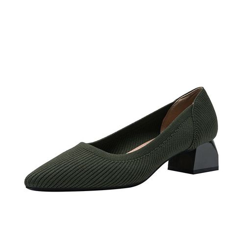 Escarpins Tricotés Extensibles Pour Femmes,Chaussures À Talons Hauts Épais,Bout Pointu,Ald On Tasons,Grande Taille 43,Printemps Et Automne