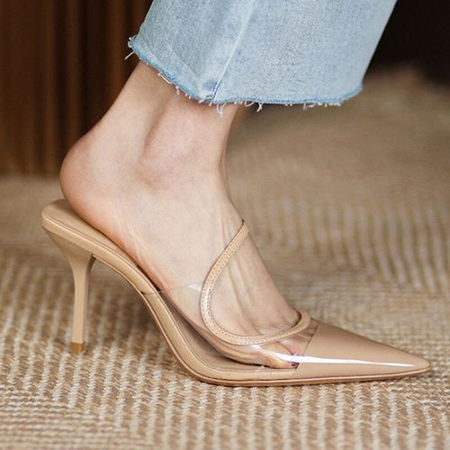 Chaussures Mules Sexy Talons Hauts Transparents Pour Femmessandales D'étépantoufles Bout Pointuchaussures De Fête Pour Damesstiletto9.5cm