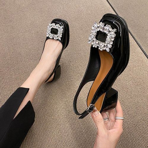 Chaussures Escarpins En Cuir Cristal Talons Bas Pour Femmeschaussures Mary Janes Romantiquestalonpaismode Décontractéeparker Carréprintempsautomne