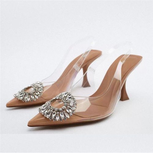 Chaussures Escarpins Transparents En Strass Pour Femmechaussures De Mariagesandales Talons Hautssexyixprintempsté
