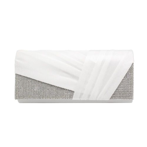 Soie plissé strass Lady banquet main tenant sac sac chaîne sac blanc