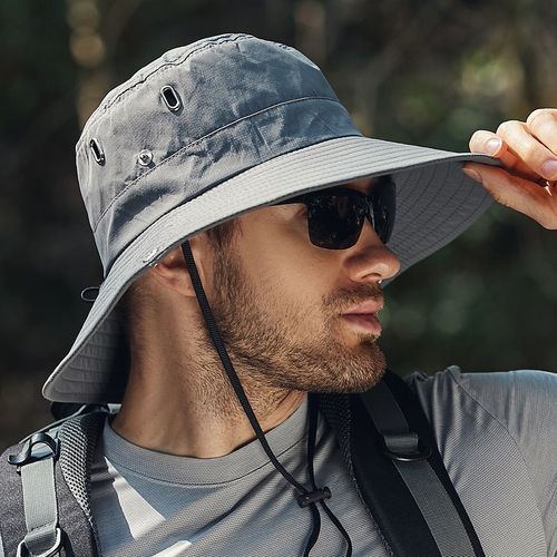 Chapeau D'été À Large Bord Pour Homme,Protection Uv,Imperméable,Casquette De Soleil,Randonnée,Pêche,Escalade,Respiré,Safari,E27