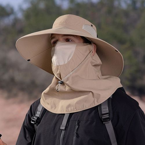 Chapeaux De Poisson Résistants À L'eau À Large Bord Pour Hommes,Chapeau De Suffolk Avec Masque,Casquette De Protection Solaire Uv,Randonnée En Plein Air,Pêche,Respirant,E27,Été