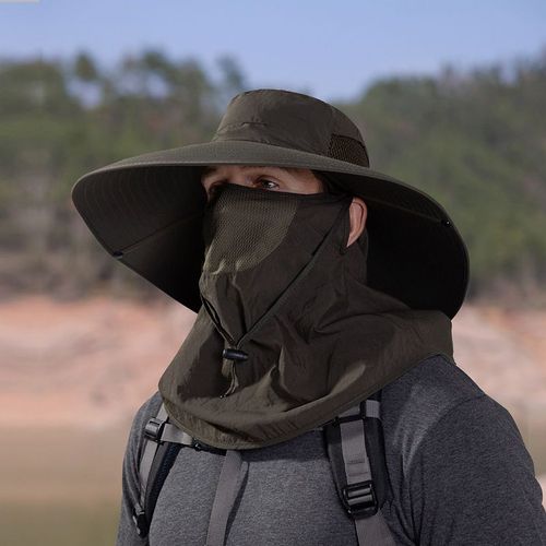 Chapeaux De Poisson Résistants À L'eau À Large Bord Pour Hommes,Chapeau De Suffolk Avec Masque,Casquette De Protection Solaire Uv,Randonnée En Plein Air,Pêche,Respirant,E27,Été