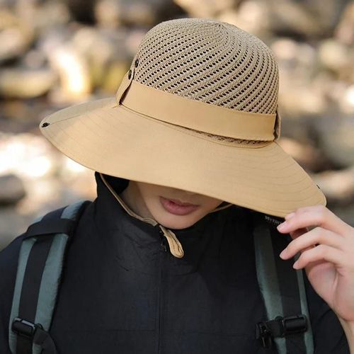 Chapeau De Soleil À Large Bord Pour Homme,Casquette En Maille Respirante,Protection Uv D'été,Pêche En Plein Air Et Randonnée,Udisled 50 + Boonie,E27,10cm