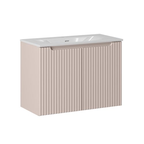 Meuble Vasque Encastrée 2 Portes Stratifiés Beige