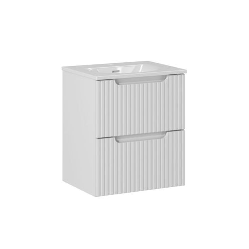 Meuble Vasque Encastrée 2 Tiroirs Stratifiés Blanc