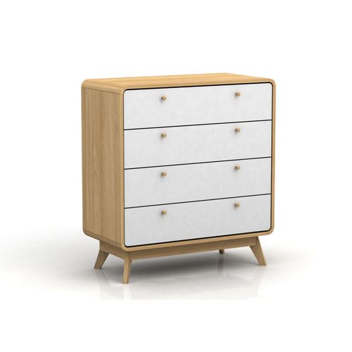 Commode Avec 4 Tiroirs En Effet Chêne Blanc