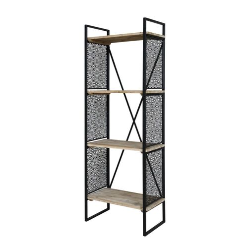 Etagère En Bois De Sapin Marron Et Fer Noir Antique 60 X 35 X 168 Cm