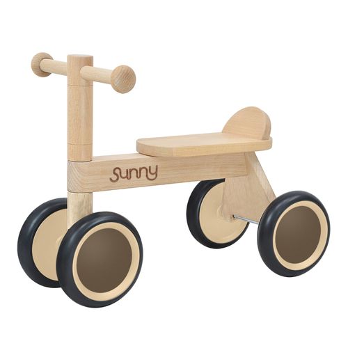 Draisienne Avec Panier, 4 Roues En Bois Naturel - 1,5 An À 3 Ans