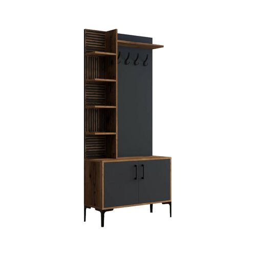 Meuble D'entrée Effet Bois Beige, Anthracite 90x35 Cm