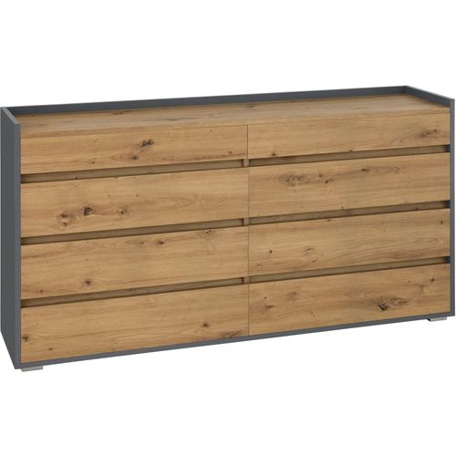 Commode Avec 8 Tiroirs En Effet Chêne Anthracite