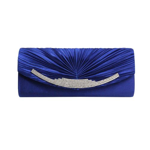 Mode couleur unie soie plissé strass femmes main tenant sac une épaule oblique bandoulière Bao bleu
