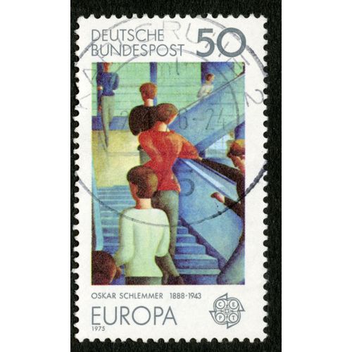 Timbre Oblitéré Deutsche Bundespost, Europa 1975, Oskar Schlemmer 1888 - 1943, 50