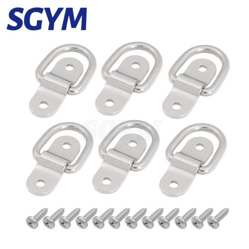 Support d'arrimage de cargaison en acier inoxydable 304,anneau en D Storial Aleat aught Down,remorque pour camionnettes,camions,boîte à chevaux,cordes de bateau,voiture - Type 6 PCS