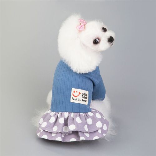 Robe De Luxe En Coton Pour Filles,Vêtement De Styliste Pour Petits Chiens,Chiot,Chihuahua,Bouledogue Français,2021 - Type Blue-M