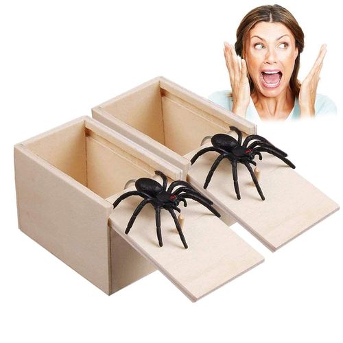 Boîte Araignée, 2 Pcs Araignée Drôle De Jouet, Boite Surprise Araignée, Boîte De Surprise De Blague En Bois, Spider Prank Scare Box, For Boys Girls Adultes Party