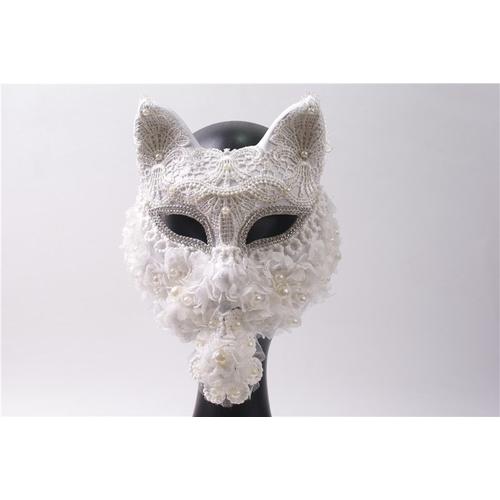 Masque Facial Complet De Chat À Plumes Noir Et Blanc Pour Femmes, Accessoires De Performance Sur Scène Pour Fête De Bal, Chanteur Et Danseuse