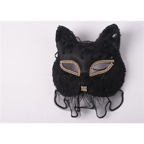 Masque Facial Complet De Chat À Plumes Noir Et Blanc Pour Femmes, Accessoires De Performance Sur Scène Pour Fête De Bal, Chanteur Et Danseuse