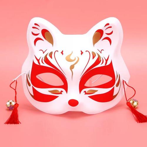 Violet - Masque Facial De Chat Pour Femmes, Accessoires De Cosplay D'halloween, Anime Japonais, Unisexe, Pompon, Bell Fox, Demi-Visage, Accessoires De Performance Sur Scène En Résine