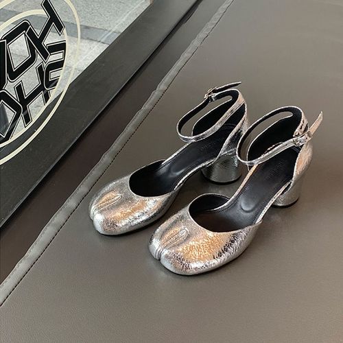 Chaussures Tabichaussures Talons Hauts Ninja Pour Femmeescarpins En Cuir Crack Argentébride La Chevillebout Fendumary Janesorsaycréateur De Marque