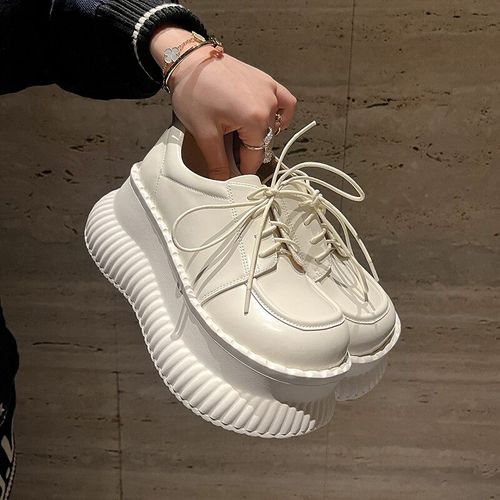 Chaussures Talonspais En Cuir Véritable Pour Femmessemelle Optiqueplateformeescarpinsdocument Solideà Lacetsparker Rondmodeconcischaussures Décontractées Pour Femmes