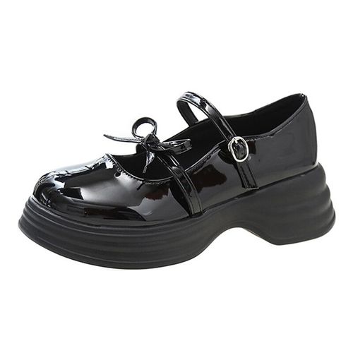 Mary-Chaussures À Plateforme Épaisse Pour Femmes,Escarpins En Cuir Verni,Chaussures À Essence Noires,Optique Astronomique,N?ud Papillon,Chaussures Lolita Pour Dames,Automne 2023