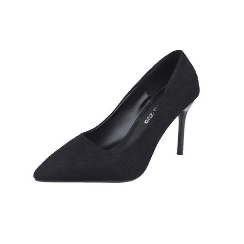 Chaussures Talons Hauts Pointus En Daim Pour Femmesbouche Peu Profondechaussures Simplestalon Finnoirgrande Taillemode