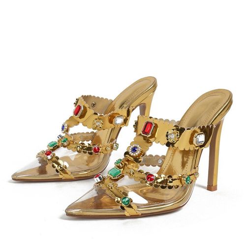 Chaussures Veykeescarpins Biscuits En Cristal Pour Femmesstyle Pistepierres Précieusespvc Transparentmules Talons Hautschaussures De Rhd'été