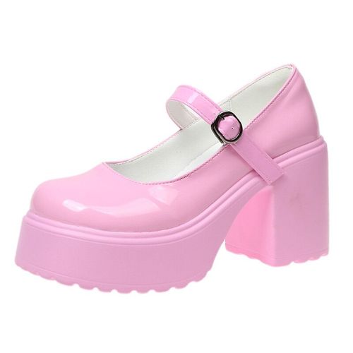 Chaussures Escarpins Talons Hauts Etpais En Cuir Verni Pour Femmechaussures Lolitalégantes Plateformegrande Taille