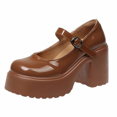 Chaussures Escarpins Talons Hauts Etpais En Cuir Verni Pour Femmechaussures Lolitalégantes Plateformegrande Taille