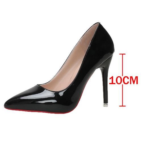 Escarpins Noirs Classiques À Talons Aiguilles Pour Femmes,Chaussures De Bureau En Cuir Verni,Grande Taille 43,Chaussures Parker Pointues,Printemps 2024