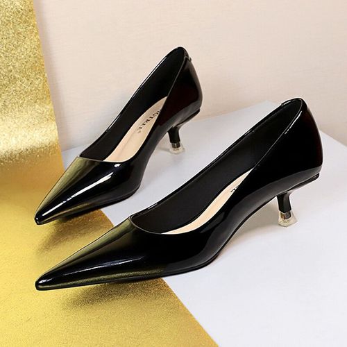 Chaussures Talons Mihauts Pointus En Cuir Verni Pour Femmesescarpins Talons Chatonavocat Professionnelbureauprintemps Cm4.5