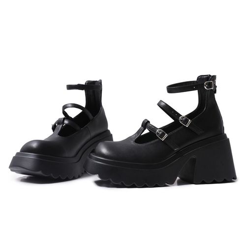 Mary Janes-Escarpins À Bride Ronde Pour Femmes,Semelle Optique,Talons Épais,Sandales Noires,Fermeture À Glissière Ins,Mode Décontractée,Chaussures Douces Pour Femmes