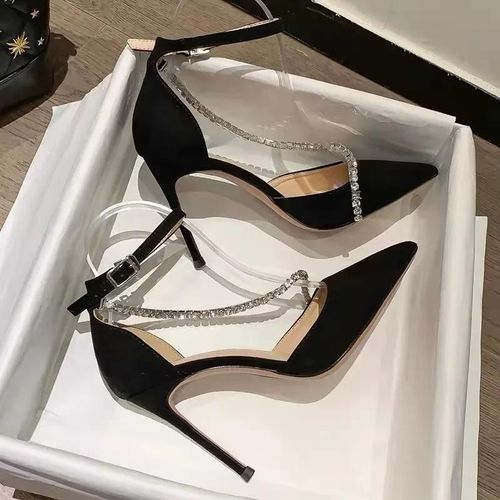 Chaussures De Mariage Élégantes Pour Femmes,Sandales À Lanières De Rinçage,Bijoux,Talons Fins,Chaussures De Demoiselle D'honneur,Parker Pointu,Escarpins À Bride Arrière - 35