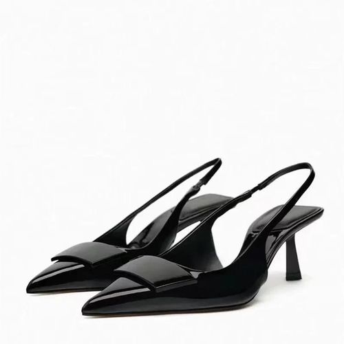 Chaussures Traf Zazaescarpins Talons Hauts En Cuir Verni Noir Pour Femmechaussures Bout Jolie Tumules Sexy De Bureaunouvelle Mode
