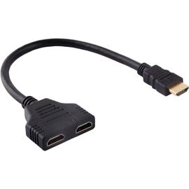 Câble Adaptateur Répartiteur HDMI HDMI Mâle vers Double HDMI Femelle  Adaptateur HDMI 1 en 2 Sorties HDMI Splitter 1 à 2 Voies Adaptateur  Répartiteur HDMI pour TV HD Lecteur DVD Moniteur LCD