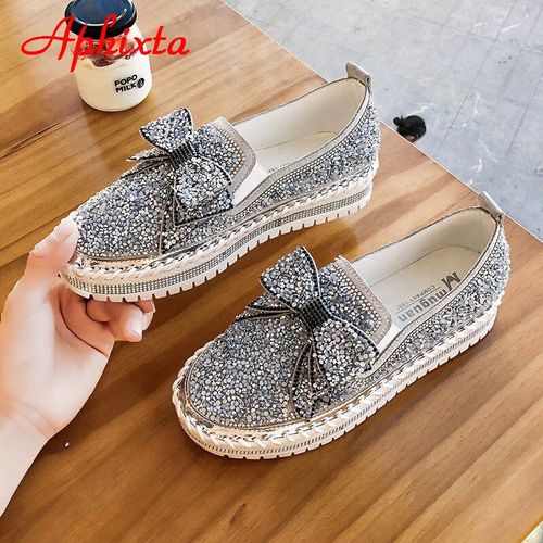 Aphfête Ta-Mocassins Plats En Cuir Pour Femmes,Chaussures Décontractées À N?Ud Pailmétrage En Cristal,Plateforme Rouge Vin,Grande Taille 42 43